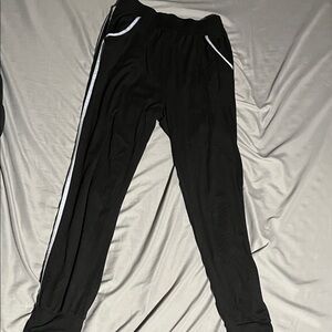 Women's Black Jogger Pants with White Trim